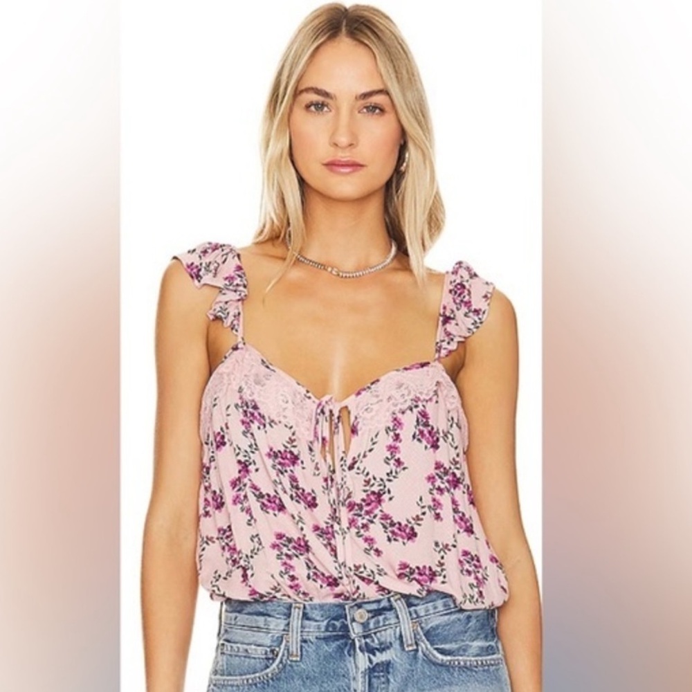 Intimately Free People Take It Away Bodysuit Pink Combo | Size Medium | NWOT